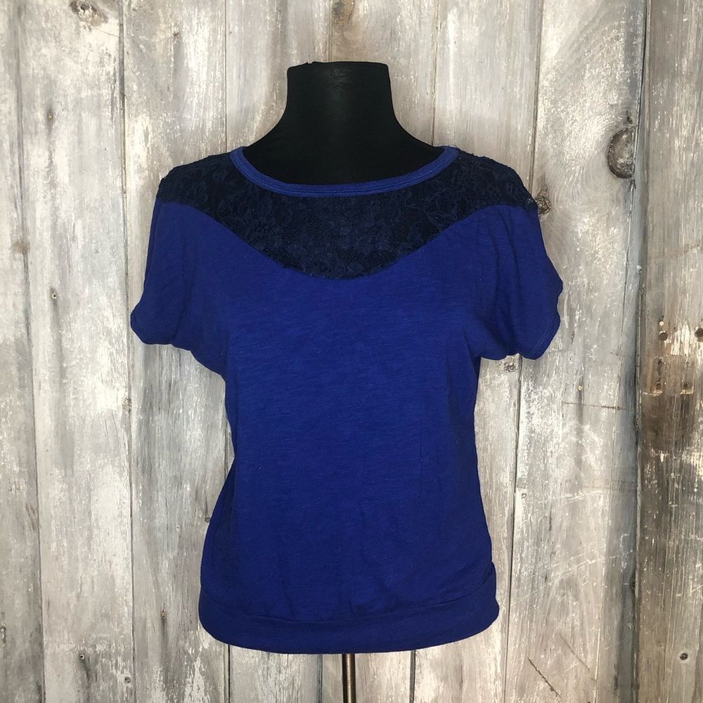 Blue & black lace shirt